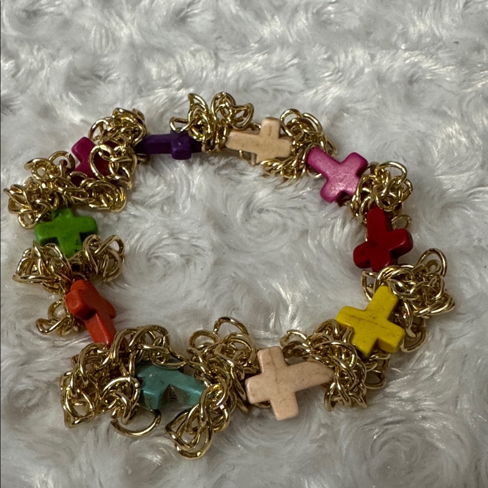 Colorful Cross Charm Bracelet